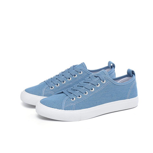 The Fashion Supply Skylar Canvas Womens Sneakers - Canvas Shoes for Women Sneakers Comfortable Sneakers for Women Light Denim 10